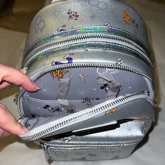 New!! Disney 100th Anniversary Platinum Mickey & Friends Mini Backpack - Picture 15 of 16